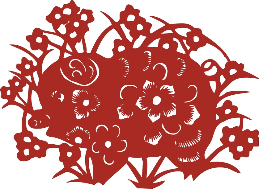 中国风中式传统喜庆民俗人物动物窗花剪纸插画边框AI矢量PNG素材【1569】